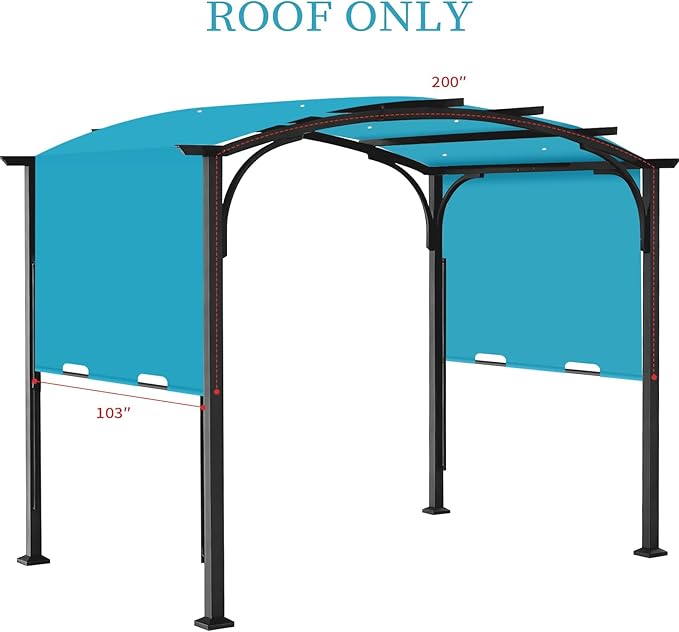 Pergola Canopy Replacement Cover for Lowe's Allen + Roth 10x10 Ft Freestanding Pergola, 200" x 103" Shade Cover, Compatible with Model #L-PG152PST-B,Cover Only (Turquoise)