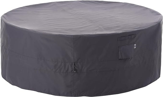 WJ-X3 Large Ripstop Patio Furniture Cover, 110" D x 31" H, Waterproof, UV Resistant, Anti-Fading Outdoor Cover for Round Dining Table and Chairs Set, Grey