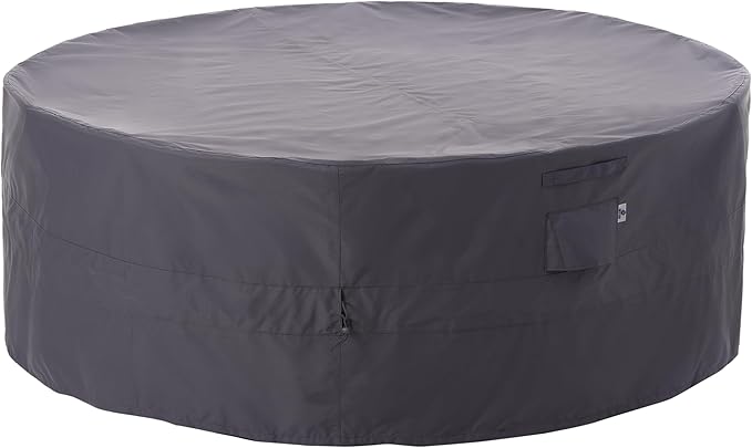 WJ-X3 Ripstop 84 Round Patio Table Cover, Waterproof, UV Resistant, Anti-Fading Outdoor Cover for Round Dining Table and Chairs Set, 84" D x 31" H, Grey