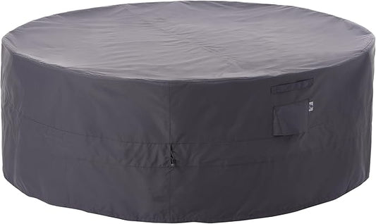 WJ-X3 Ripstop 84 Round Patio Table Cover, Waterproof, UV Resistant, Anti-Fading Outdoor Cover for Round Dining Table and Chairs Set, 84" D x 31" H, Grey