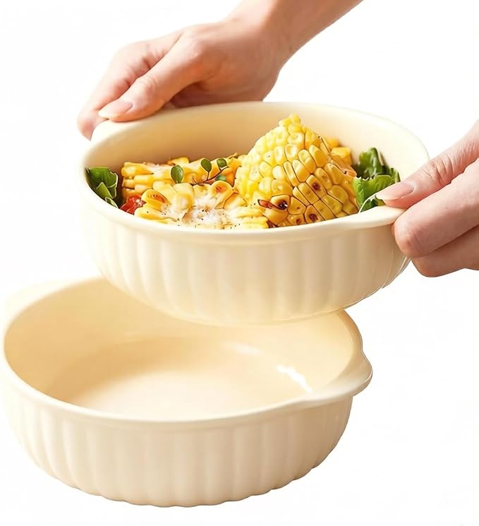 24 oz Large Ramekins Oven Safe, Creme Brulee Ramekins with Handles, Ceramic Baking Dishes Souffle Dishes, Soup Bowls Set of 2, Meal Prep Container, Baking Bowls Dishwasher Safe, Gift