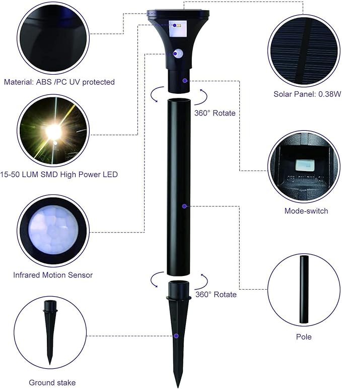 Solar Outdoor Lights with Motion Sensor – Waterproof LED Pathway Lights for Yard, Garden, Walkway, Driveway – Auto On/Off, Easy Installation (8 Pack)