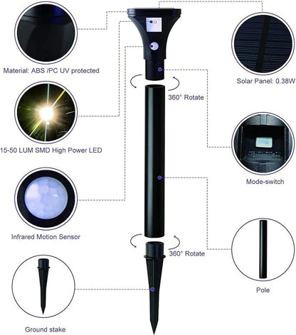 Solar Outdoor Lights with Motion Sensor – Waterproof LED Pathway Lights for Yard, Garden, Walkway, Driveway – Auto On/Off, Easy Installation (8 Pack)