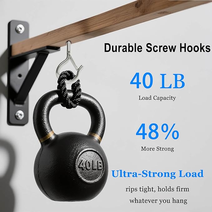 36 Pack Silver Screw Hooks with Safety Buckle - 2.3 Inch Rustproof Eye Ceiling Hooks for Hanging Plants,Outdoor String Lights,Baskets,Christmas Lights & Decor,40lb Capacity (36, Silver)