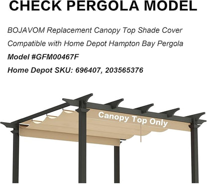 Pergola Shade Cover Replacement Canopy Top Compatible with Home Depot Hampton Bay Pergola Model #GFM00467F - Beige(Canopy Top Only)