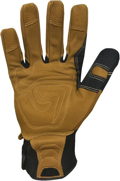 Ironclad Ranchworx Work Gloves RWG2, Premier Leather Work Glove, Performance Fit, Durable, Machine Washable, (1 Pair), RWG2-03-M,Brown/Black