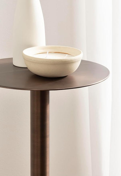 Kate and Laurel Cannings Modern Metal Round Side Table, 14 x 14 x 24, Antique Bronze, Transitional Sculptural Indoor Plant Stand with Pedestal Base for Living Room End Table or Bedroom Nightstand