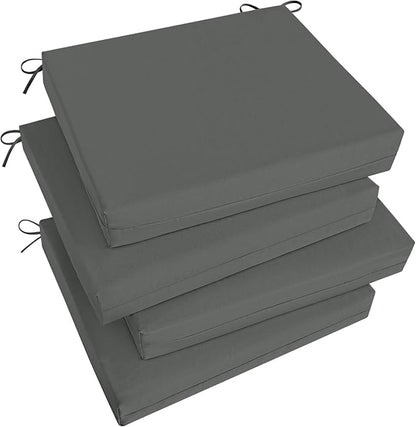 Basic Beyond Outdoor Chair Cushions Set of 4, Square Corner Outdoor Cushions for Patio Furniture, Water Resistant Patio Chair Cushions with 2 Ties, 18.5x16x3, Charcoal Grey