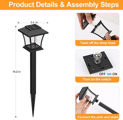 Sparkblaze 2 Pack Solar Pathway Lights Outdoor, LED Solar Yard Lights Dusk to Dawn Solar Garden Lights for Lawn, Walkway, Path & Landscape Lighting. (2, Cold White)