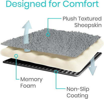 Vive Mobility Knee Scooter Pad Cover - Soft Plush Adult Sheepskin Memory Foam Cushion, Walker Accessory for Knee Roller, Padded Leg Cart Improves Comfort with Injury, Universal Fit (Gray)