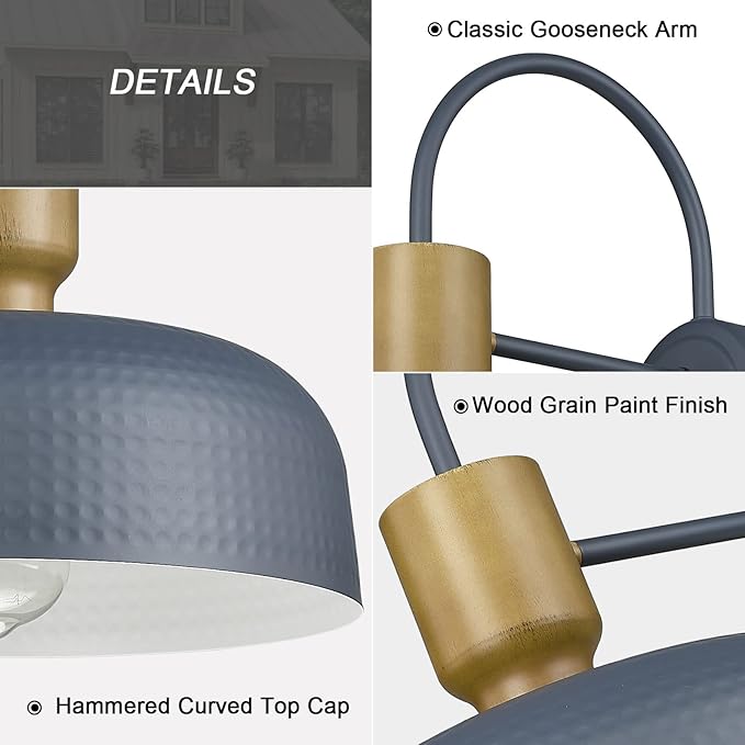 Outdoor Barn Light Hammered Barn Light, Farmhouse Exterior Wall Mount Light Vintage Wall Lighting Fixture Industrial Sconce Lantern for Porch, Entryway, Garage, Blue, 1 Pack