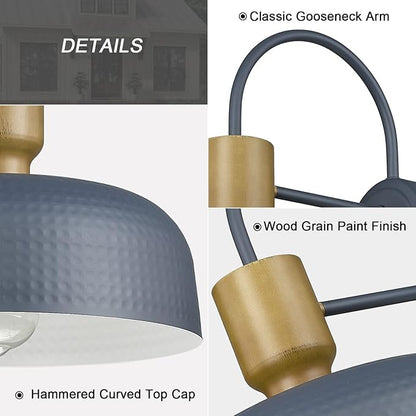 Outdoor Barn Light Hammered Barn Light, Farmhouse Exterior Wall Mount Light Vintage Wall Lighting Fixture Industrial Sconce Lantern for Porch, Entryway, Garage, Blue, 1 Pack