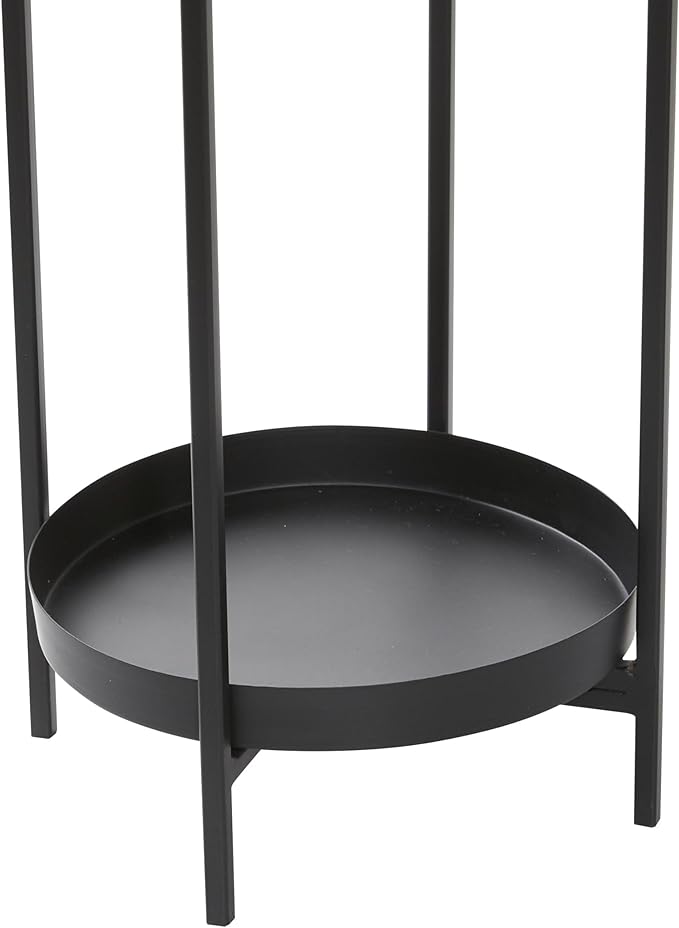 Deco 79 Metal Indoor Outdoor Planter Large Planter Pot with Lower Shelf and Removable Stand, Set of 2 Planters 24", 33"H, Black