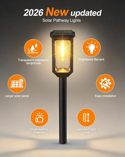 Tenmiro-Solar-Pathway-Lights-Outdoor-4 Pack-LED-Solar-Powered-Garden-Lights-Waterproof-IP65-Outdoor-Light-for-Yard-Lawn-Patio-Path-Walkway-Driveway-Decor-3000K