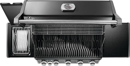 Napoleon Rogue PRO 625 Natural Gas Grill with Infrared Side Burner, Black, Durable 6-Burner Cooking Power