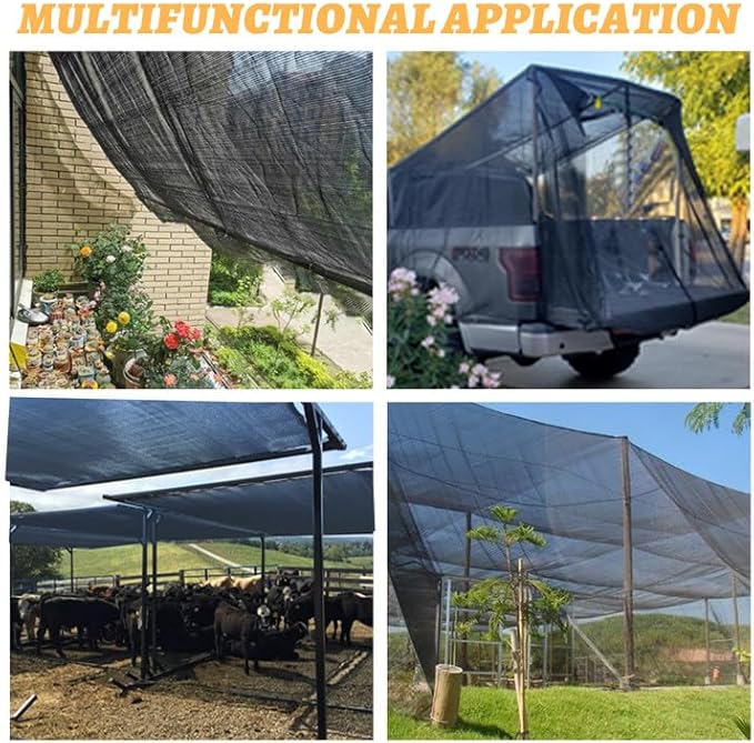 Cool Area 40% 10x15ft Sunblock Shade Cloth Cover Mesh UV Resistant Net for Garden Flower Plant Greenhouse, Black