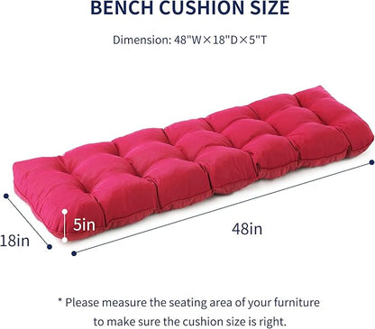 IPYNBAP Outdoor Bench Cushion, 48x18x5 Inch, Waterproof Bench Cushion for Outdoor/Indoor Furniture, Tufted Patio Bench Seat Cushion, Fade Resistant Outdoor Cushions for Porch Swing Couch, Burgundy