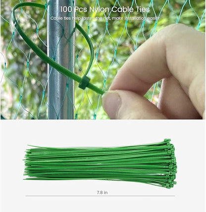 16 x 33ft Garden Netting, Bird Netting Strawberries Cover for Plants, Fruit, Vegetables,Seedlings with 100 PCS of Zip Ties