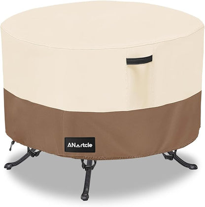 Round Patio Table Cover 50"DIA x 23"H, 100% Waterproof, Heavy Duty, Beige&Brown