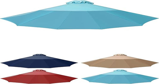 Simple Deluxe 9' Patio Outdoor Table Market Yard Umbrella Replacement Top Cover with 8 Ribs, 9ft Canopy, Turquoise Canopy (Replacement Canopy Only fits 9 ft 8 ribs patio umbrella)