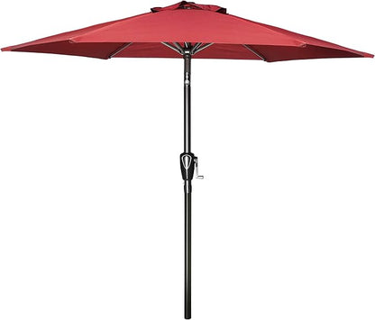 Simple Deluxe 9' Patio Umbrella Outdoor Table Market Yard Umbrella with Push Button Tilt/Crank, 8 Sturdy Ribs for Garden, Deck, Backyard, Pool, Red