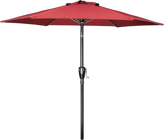 Simple Deluxe 9' Patio Umbrella Outdoor Table Market Yard Umbrella with Push Button Tilt/Crank, 8 Sturdy Ribs for Garden, Deck, Backyard, Pool, Red