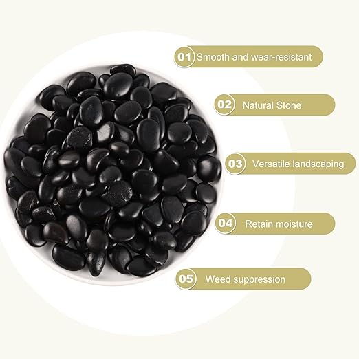 5LB Black River Rocks for Vases 3/8-3/4Inch River Stones Decorative Rocks for Plants Indoor Pebbles for Crafts Decorative Stones Gravels Rocks for Plants Outdoor