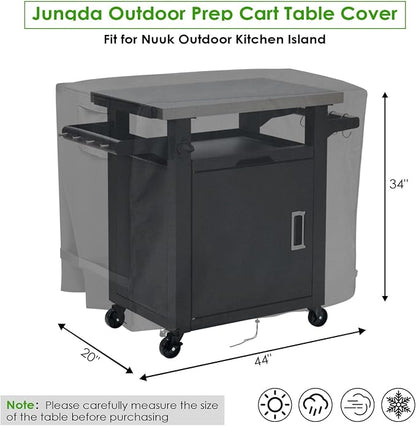 Outdoor Prep Table Cover for Nuuk Deluxe Outdoor Rolling Prep Station,Waterproof 44 inch Outdoor Prep Cart Cover - 44"L x 20"W X 34"H