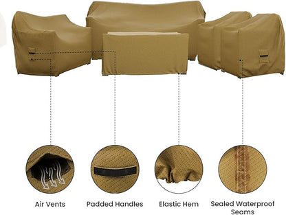 Covers & All Patio Furniture Cover Set, 5 Piece Outdoor Furniture Covers, Water-Repellent, UV & Weather Resistant Covers for Sofa, Loveseat, Chairs & Coffee Table with Elastic and Padded Handles