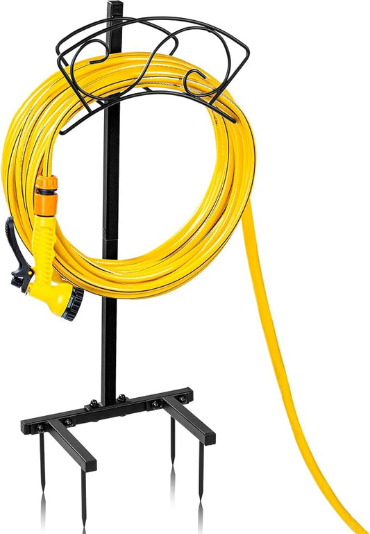 ULIOK Garden Hose Holder Freestanding, Water Hose Holders for Outside with Sturdy 4 Spikes, Hose Reel Holds 150-feet Hose, Hose Hanger Hose Storage for Yard, Lawn, Farm