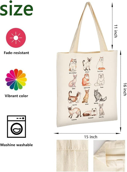 AUSVKAI Canvas Tote Bag Aesthetic for Women, Cute Reusable Cloth Cotton Bags for Shopping Beach Grocery
