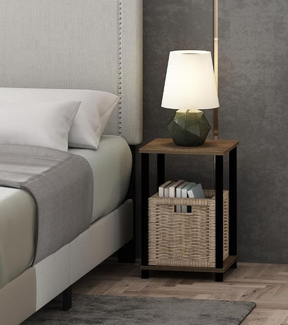 FURINNO Turn-N-Tube Haydn End Table, 1-Pack, Walnut/Brown