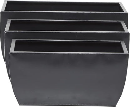 CosmoLiving by Cosmopolitan Metal Indoor Outdoor Planter, Set of 3 20", 18", 16"W, Black