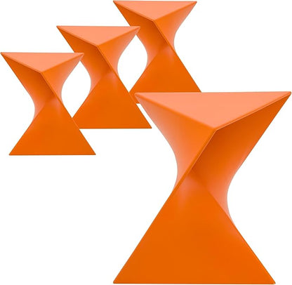 LeisureMod 15.75" Stackable Weather-Resistant Plastic Triangular Side Table - Accent End Table for Indoor & Outdoor Use (Orange, Set of 4)