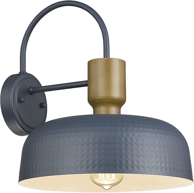 Outdoor Barn Light Hammered Barn Light, Farmhouse Exterior Wall Mount Light Vintage Wall Lighting Fixture Industrial Sconce Lantern for Porch, Entryway, Garage, Blue, 1 Pack