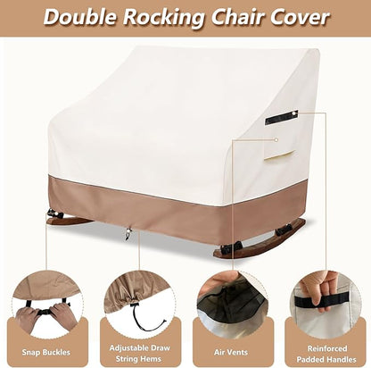 50" Double-Wide Outdoor Rocking Chair Cover, Waterproof & Dust Proof Patio Furniture Covers, Patio Chair Covers 51"W x 34"D x 45"H(Beige)