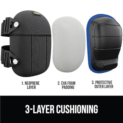 GORILLA GRIP Knee Pads for Work, All Day Comfort Gel Cushion and Soft Foam for Men and Women, Slip Resistant Heavy Duty Hard Cap, Adjustable Straps for Flooring, Construction and Gardening, Royal Blue