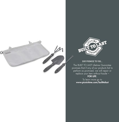 Picnic TIME Garden Bucket Tool Organizer, Gardening Tools Organizer Bag with Hooks to Attach to Bucket, Gardening Essentials and Gifts for Women and Men, Plant Lover Gifts for Gardeners (Fog Gray)