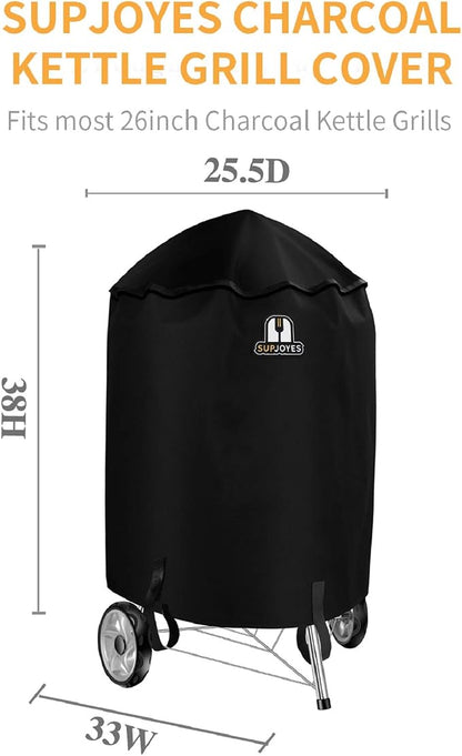 Grill Cover for Weber Charcoal Kettle, 26 Inch BBQ Grill Covers, Heavy Duty Waterproof Barbecue Accessories
