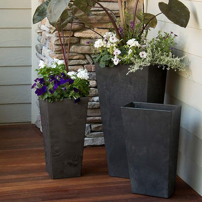 Root & Vessel, Ella Tall Planter, Black, 13.5"