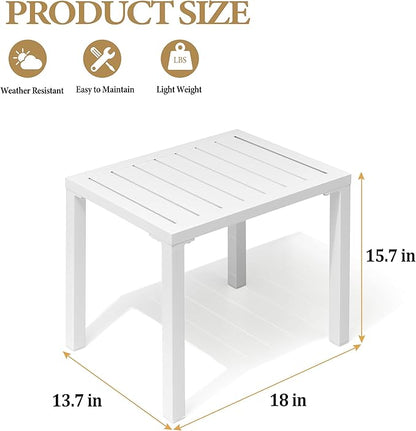 Crestlive Products Outdoor Side Table,Aluminum Rectangular Side/End Table, Small Patio Coffee Bistro Table for Outdoor Indoor