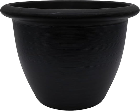 The HC Companies Sevilla Flower Planters - Durable Outdoor & Indoor Planter - Round Lightweight Self Watering Plant Pots for Herbs & More (16" Black, Pack of 1)