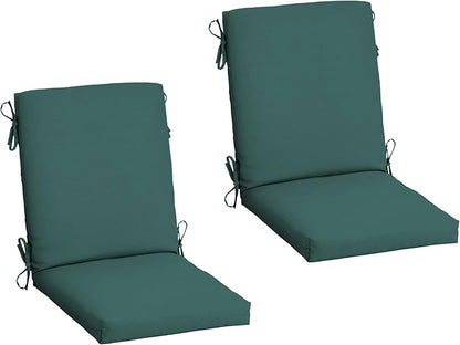 Arden 2-Pack Outdoor Patio Dining Chair Cushion, 20x44, Rain-Proof Seat Pad, Fade-Resistant Outdoor Cushion Peacock Blue Green Texture