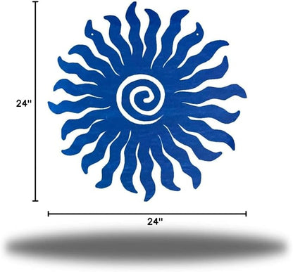 Riverside Designs Sunburst Metal Wall Art Steel Outdoor Decor - Heavy-Duty and Waterproof - Made in USA (24", Blue)