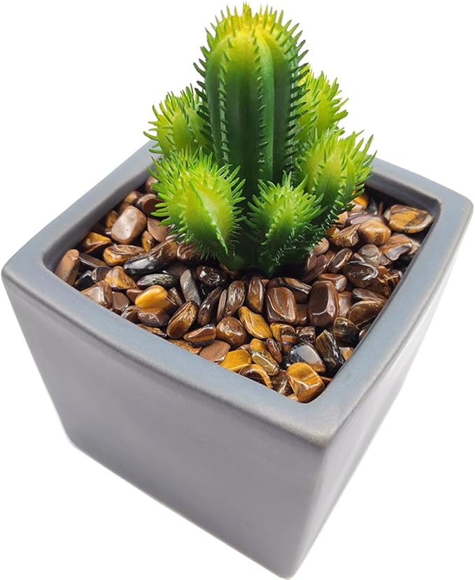WAYBER Decorative Rocks, 2 Lbs/920g (Fill 1.8 Cups) Tiger's Eye Stones Irregular Gem Pebbles Quartz Gravel for Aquarium Turtle Tank Decoration/Succulent Plants Ornament/Flowerpot Vase Landscape