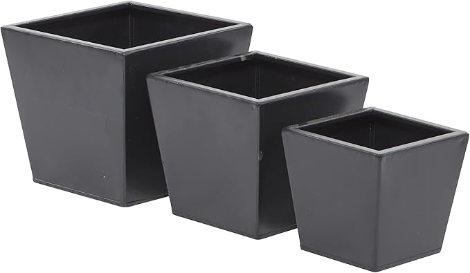 CosmoLiving by Cosmopolitan Metal Indoor Outdoor Planter, Set of 3 7", 6", 5"H, Dark Gray