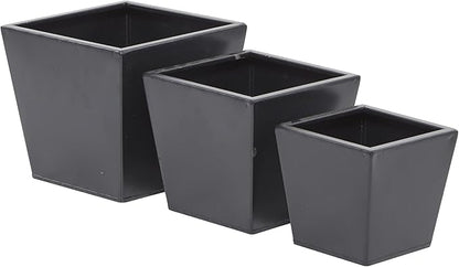 CosmoLiving by Cosmopolitan Metal Indoor Outdoor Planter, Set of 3 7", 6", 5"H, Dark Gray