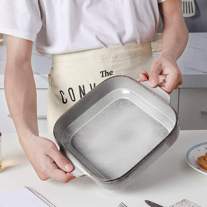 KOOV Ceramic Bakeware, 8x8 Baking Dish, Square Baking Pan, Ceramic Baking Dish, Brownie Pans for Cake Dinner, Kitchen, Reactive Glaze (Variable Grey)