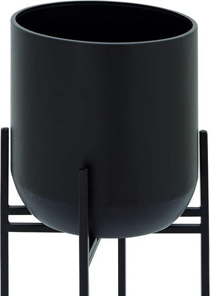 Deco 79 Metal Indoor Outdoor Planter Tall Large Planter Pot with Removable Stand, Planter 12" x 12" x 36", Black