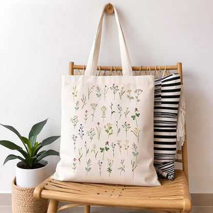 Floral Canvas Tote, Women Weekend Bags, Reusable Grocery Canvas Bag, Large Two Sided Printing Tote Bags